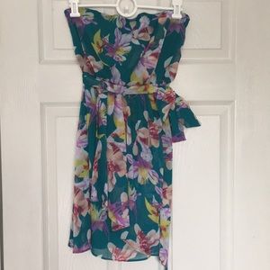 Strapless Floral Dress